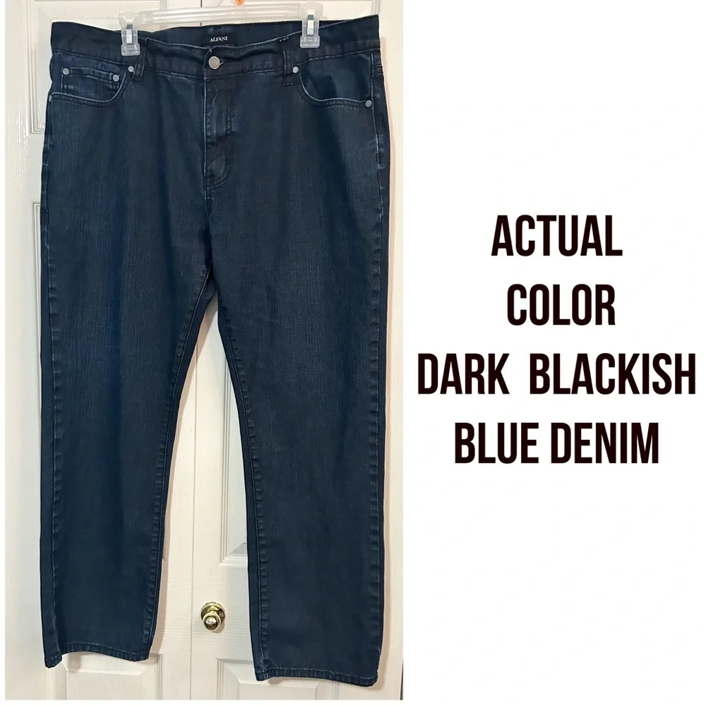 NWOT, ALFANI, BRAND NEW, 38”X 30”, Regular Cuff, Dark Denim Jeans - Picture 2 of 7
